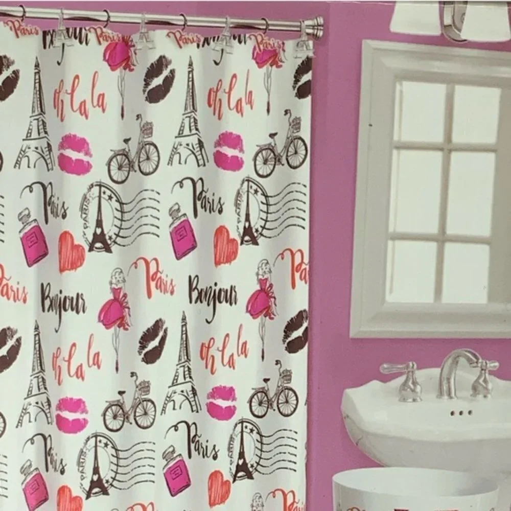 Paris Kiss Eiffel Tower Material Shower Curtain 72 In X 72 In